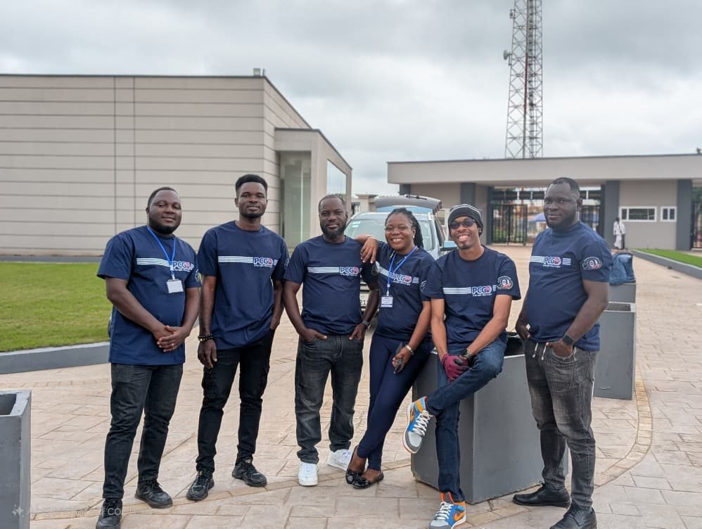 PCGTV production team standing together outdoors