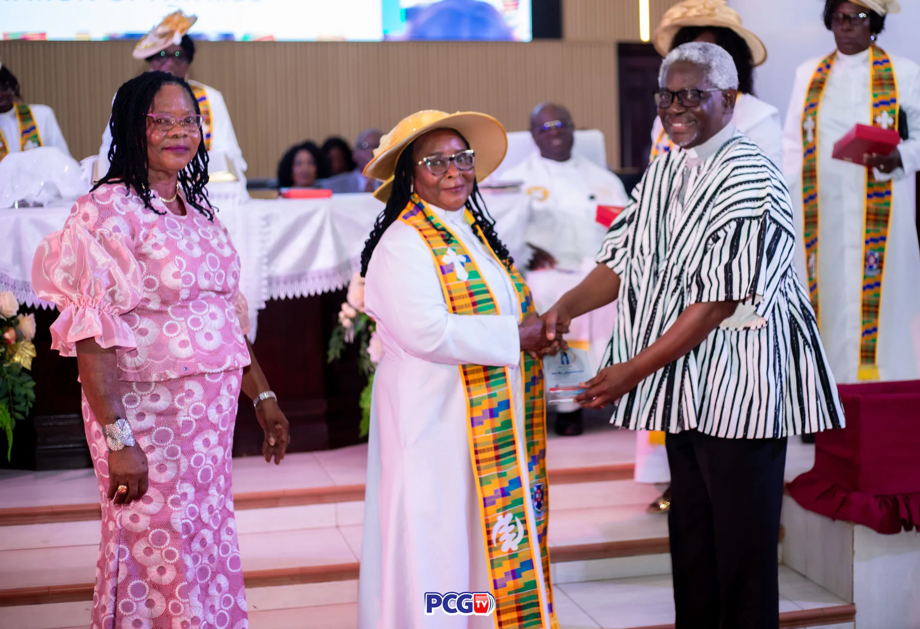 A Presbyterian leader receiving an award in church
