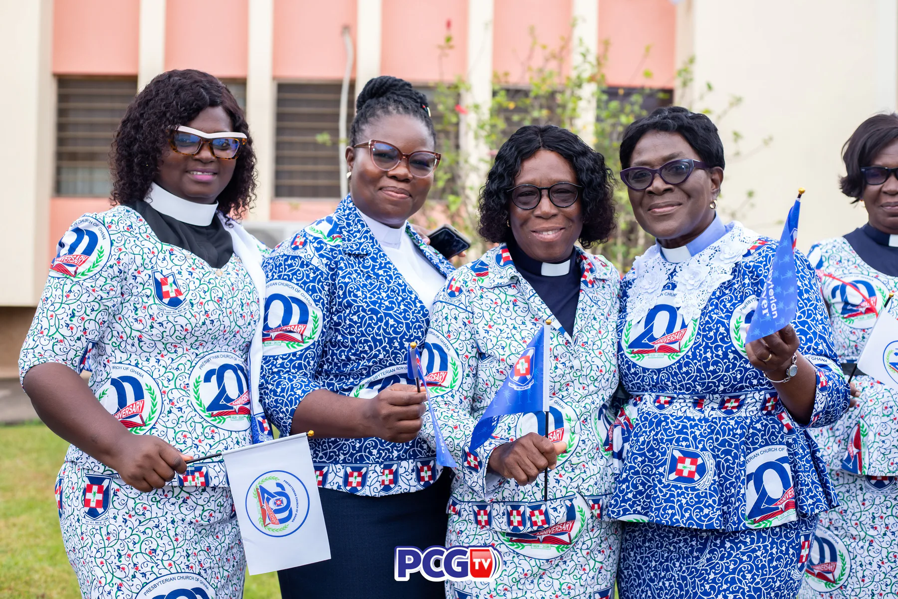 A group of Presbyterian women smiling together outdoors